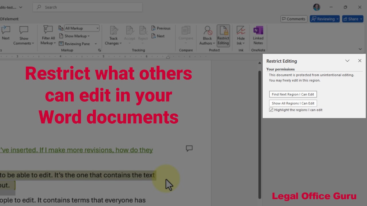 How to restrict others' edits to specific text in your Word documents