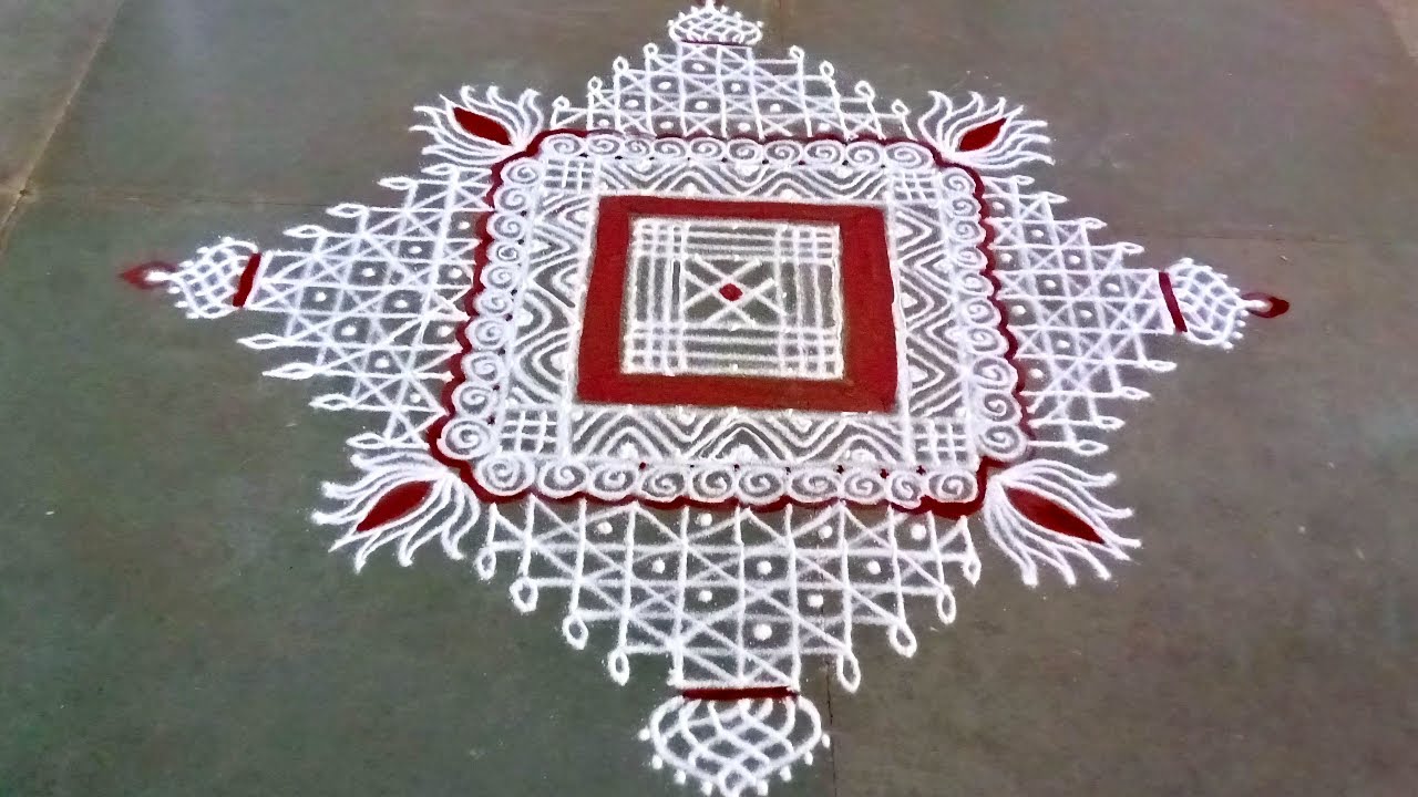 Vaigasi Matham | Friday Padi kollam | easy 9*9 dots rangoli muggu | Pandaga Muggulu | படி கோலம் - 10