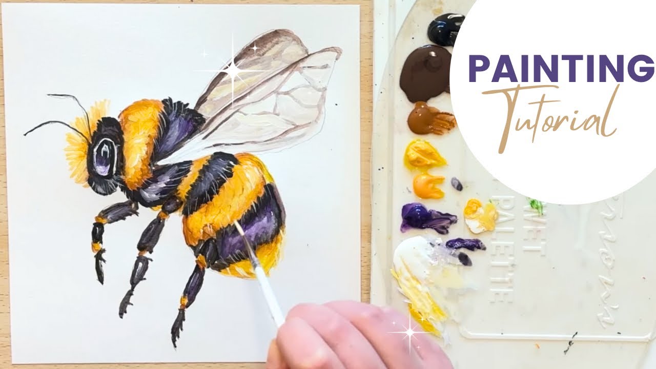 How to Paint a Bee 🐝 With Acrylic Paints Real Time Step by Step Painting Tutorial