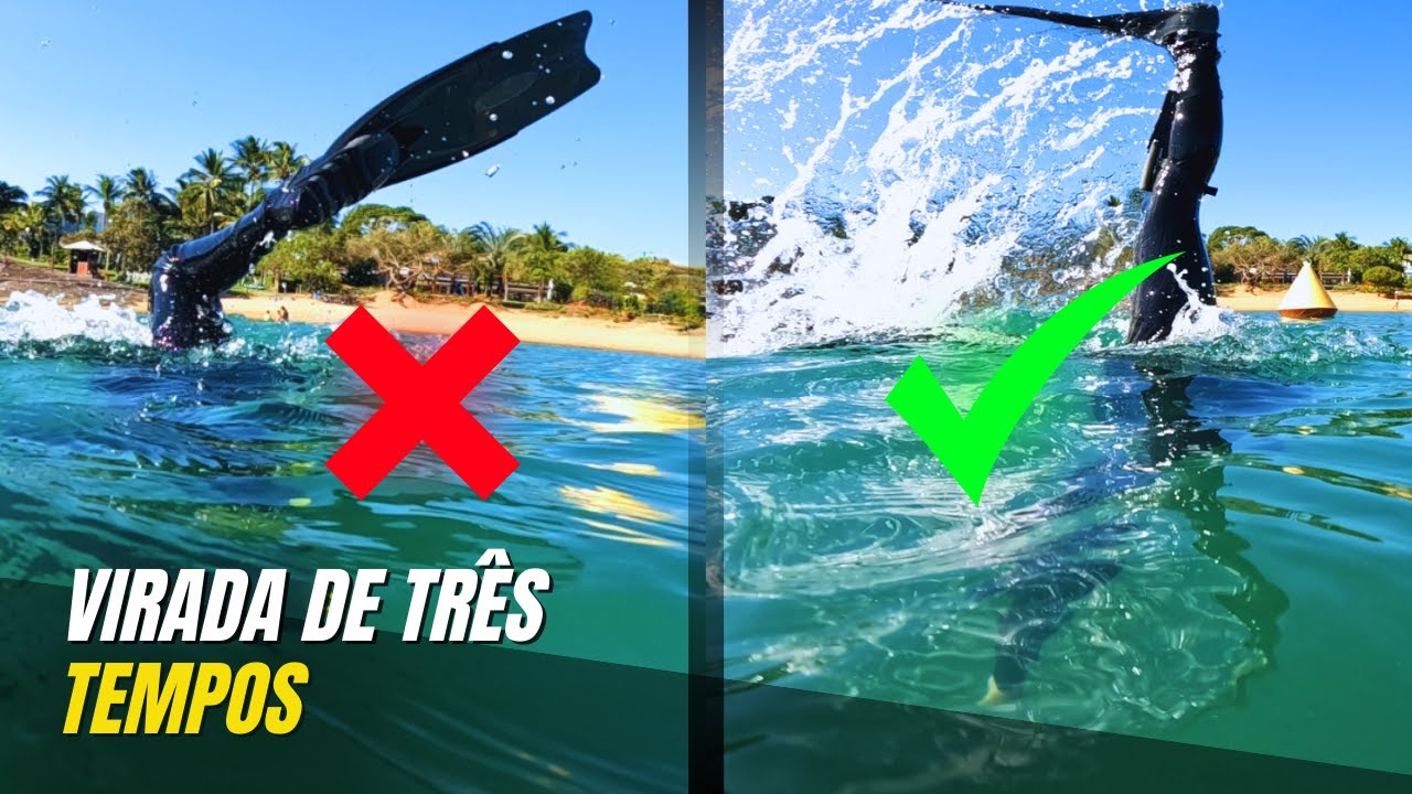 COMO FAZER A VIRADA DE TRÊS TEMPOS NO MERGULHO LIVRE E PESCA SUB, APNEIA E TREINAMENTO COM NADADEIRA