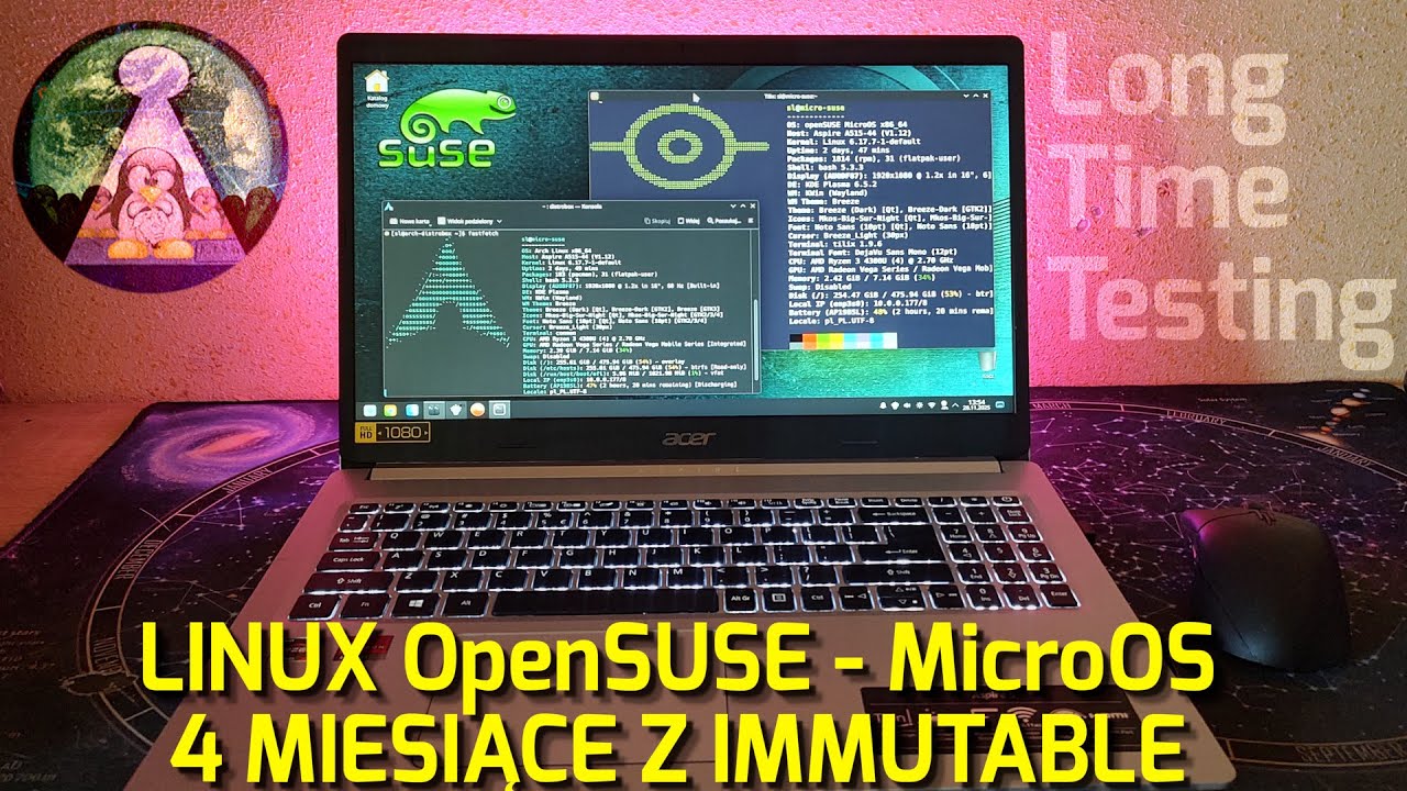 LONG TERM TEST Linux OpenSUSE MicroOS  dla maniaków Geeków Hobbystów czy dla zwykłego usera Full AMD