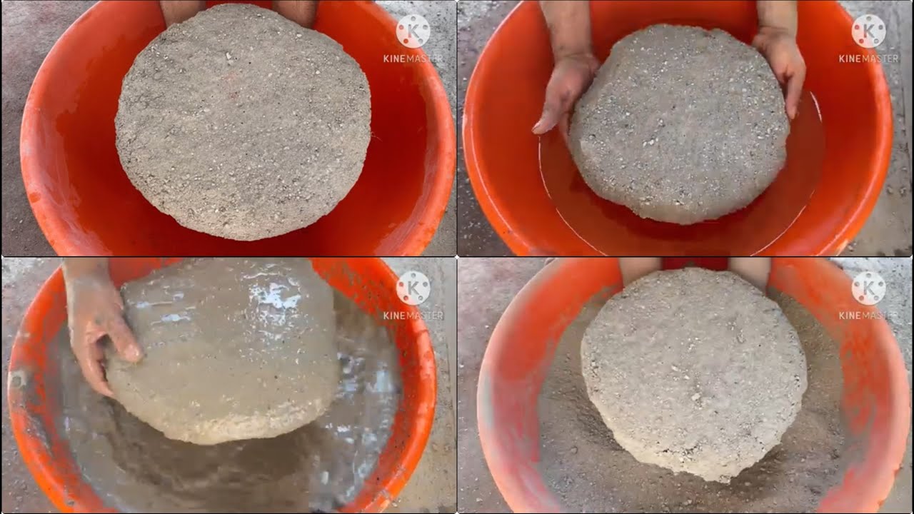ASMR|| sand cement white stones dry and water crumbing #satisfying #asmrcommunity #sandcement