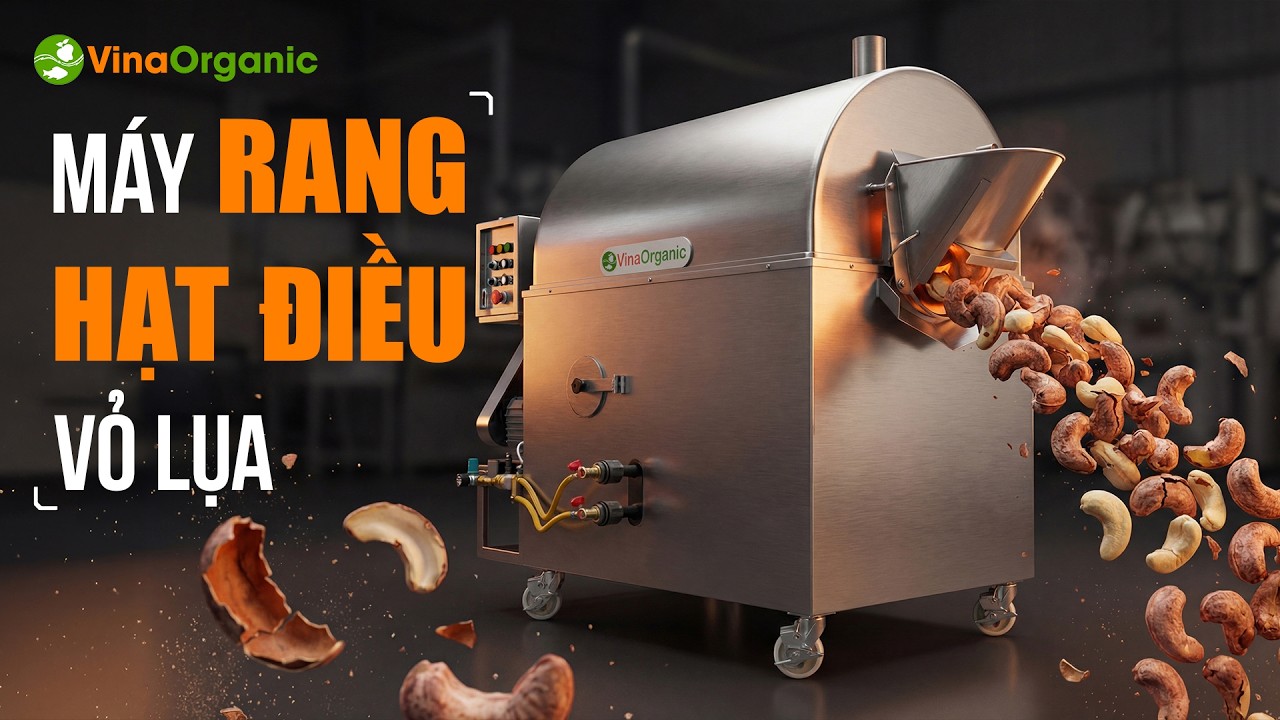 Bí quyết Rang hạt điều vỏ lụa không bong tróc, chín đều với Máy rang hạt diều từ VinaOrganic