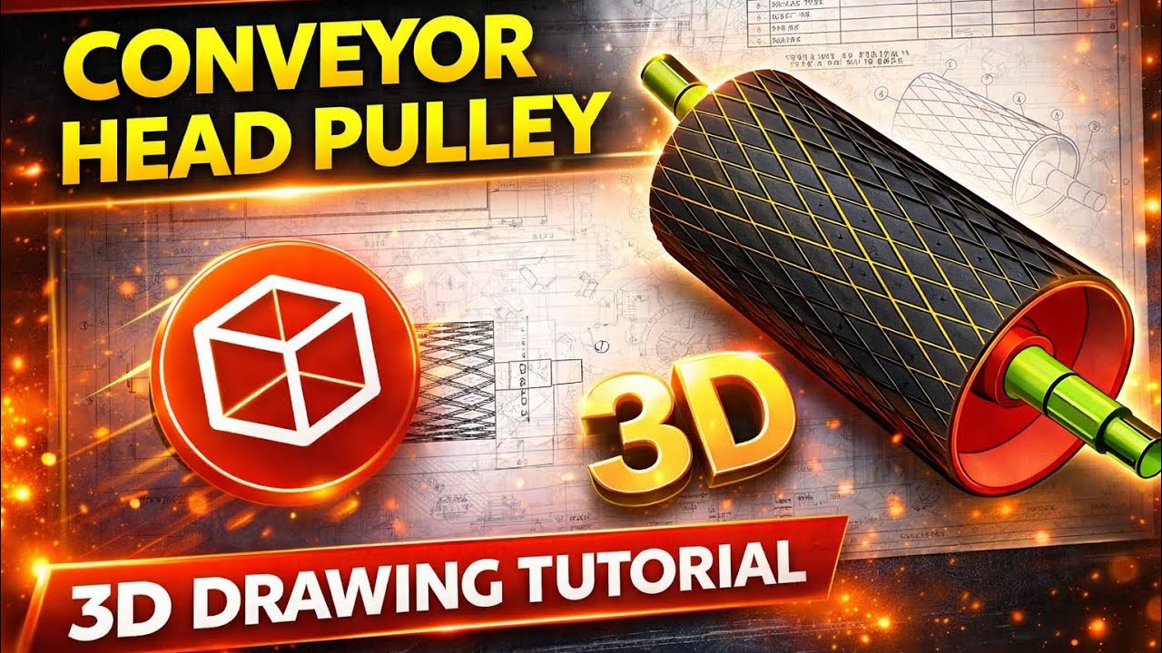 Conveyor Head Pulley 3D Drawing In SolidWorks | Step By Step Create Drawing 