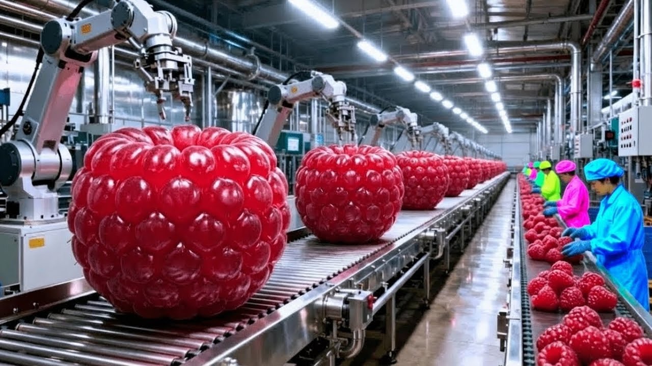 Inside Raspberry Factory: How They Harvest - Make Fresh Raspberries and Raspberry Jam (Full Process)