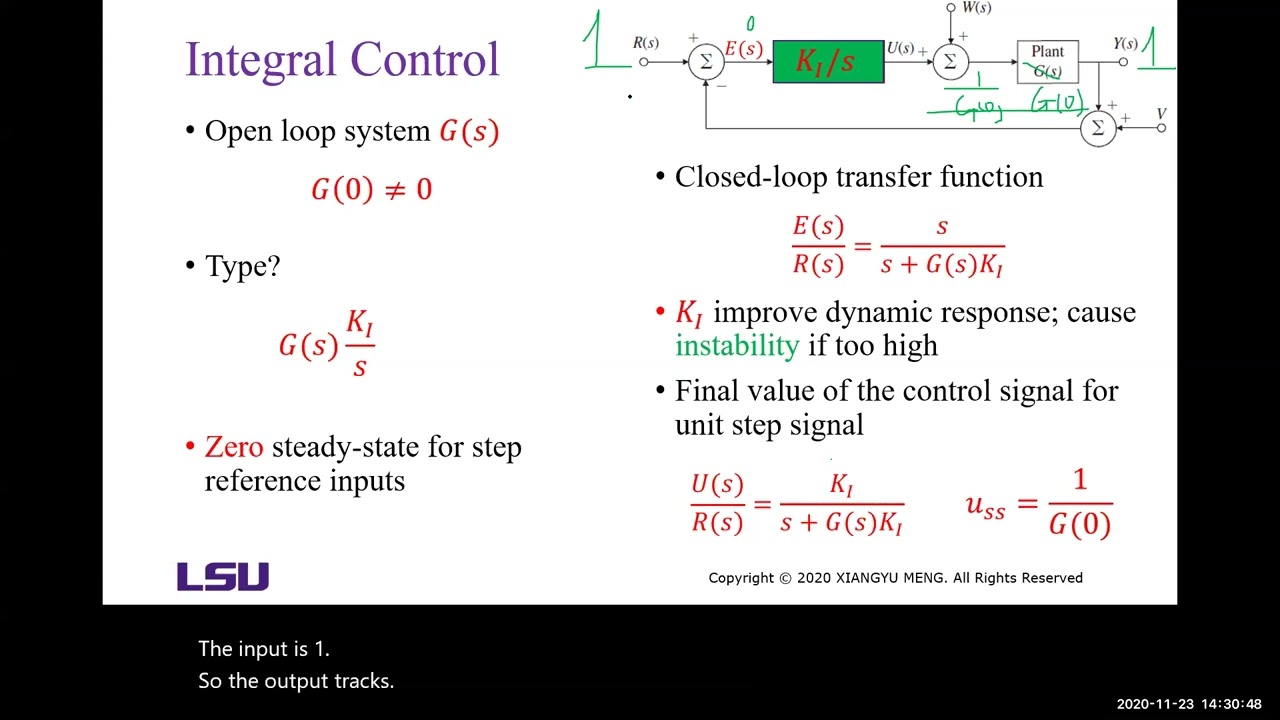 Control System Design: Integral Control