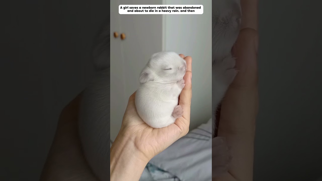 a girl saved an abandoned newborn rabbit, took care of it, so wonderful #rabbit #animals #shorts