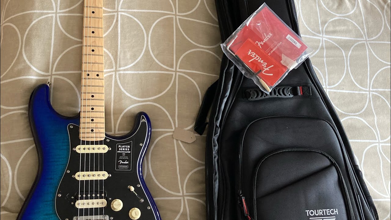 Fender Electric FSR Player Strat HSS Plus Top Blueburst MN Unboxing Video New Gear Day