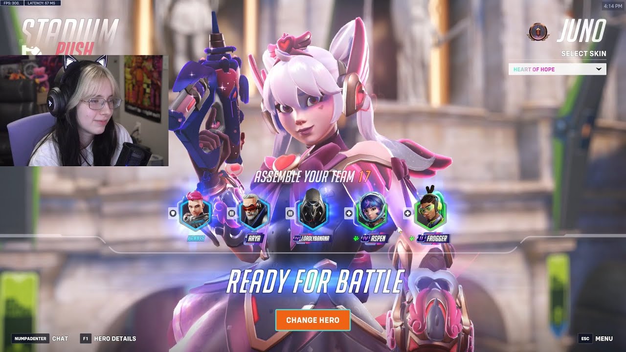 Мифический облик Джуно: Сердце Надежды! Игровой процесс на стадионе ASPEN JUNO OVERWATCH 2, 16-й ...