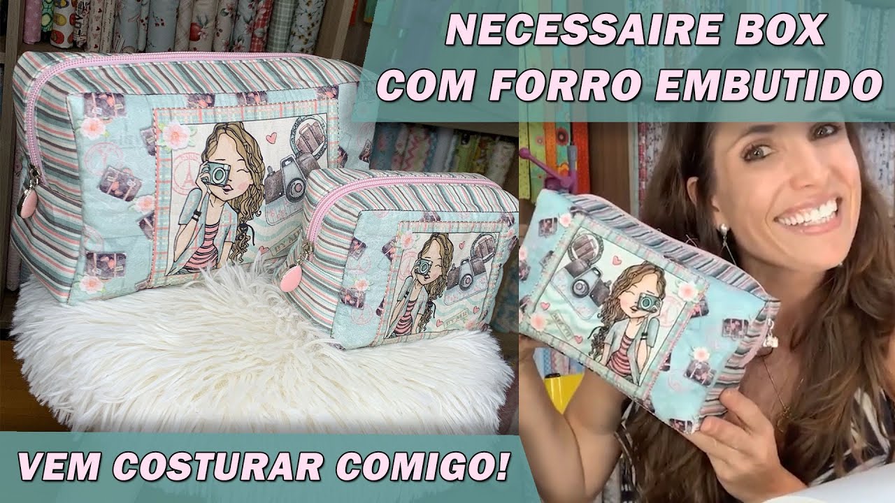 NECESSAIRE COM FORRO EMBUTIDO.