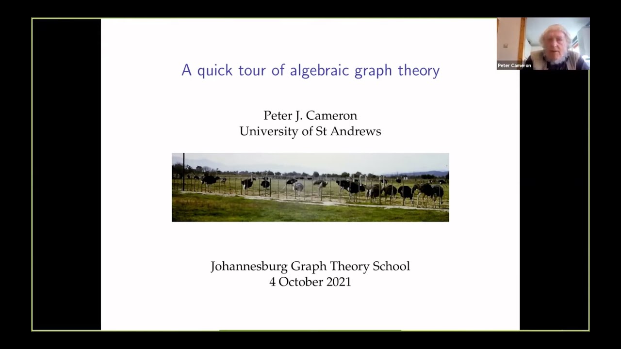 Lecture - Algebraic Graph Theory by Professor Peter Cameron