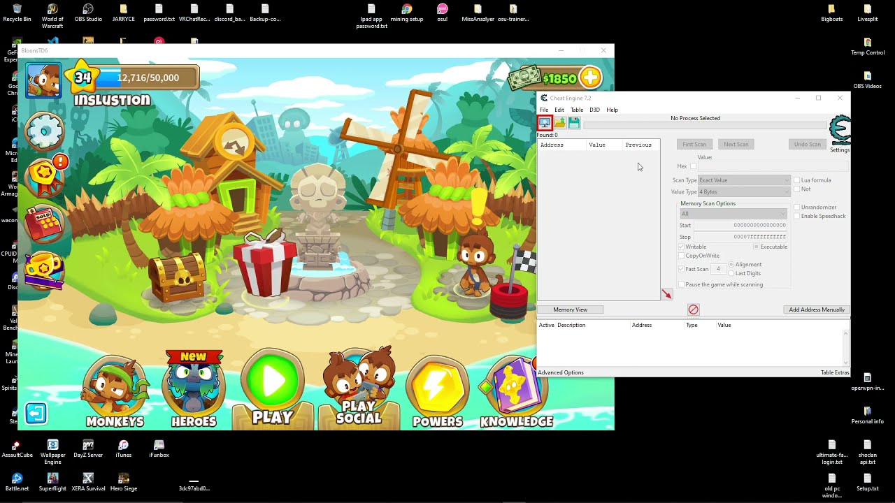 Hacking BloonsTD6 with Cheat Engine. Change anything you want.