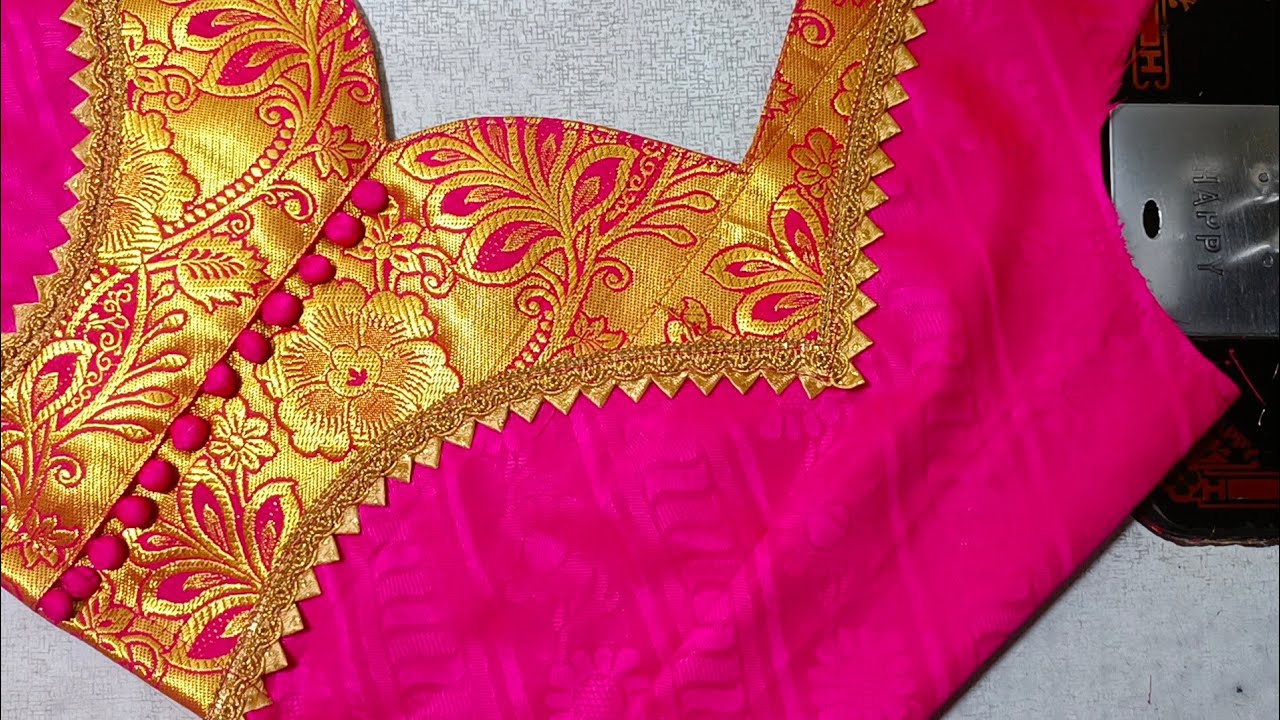 Very easy and Beautiful  Border Blouse back neck design cutting and stitching #latest #trending