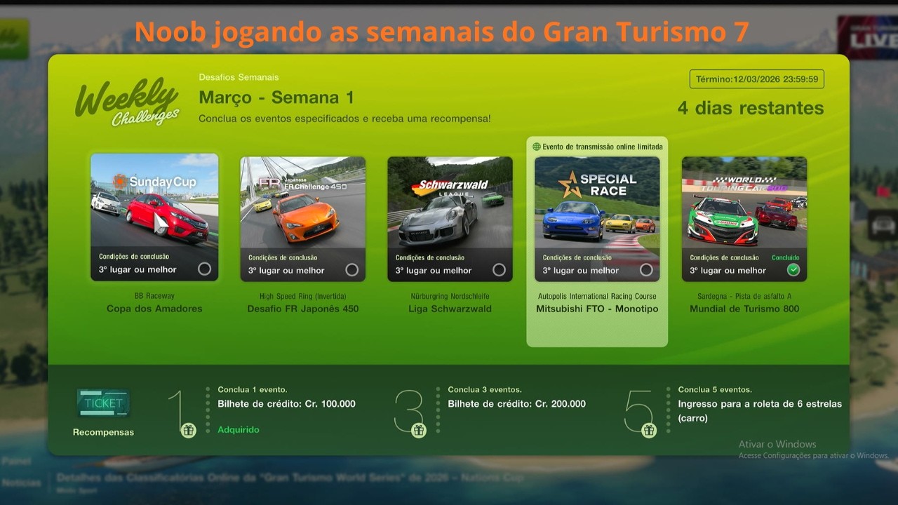 Um Noob Jogando as Semanais de Março de 2026 - Gran Turismo 7