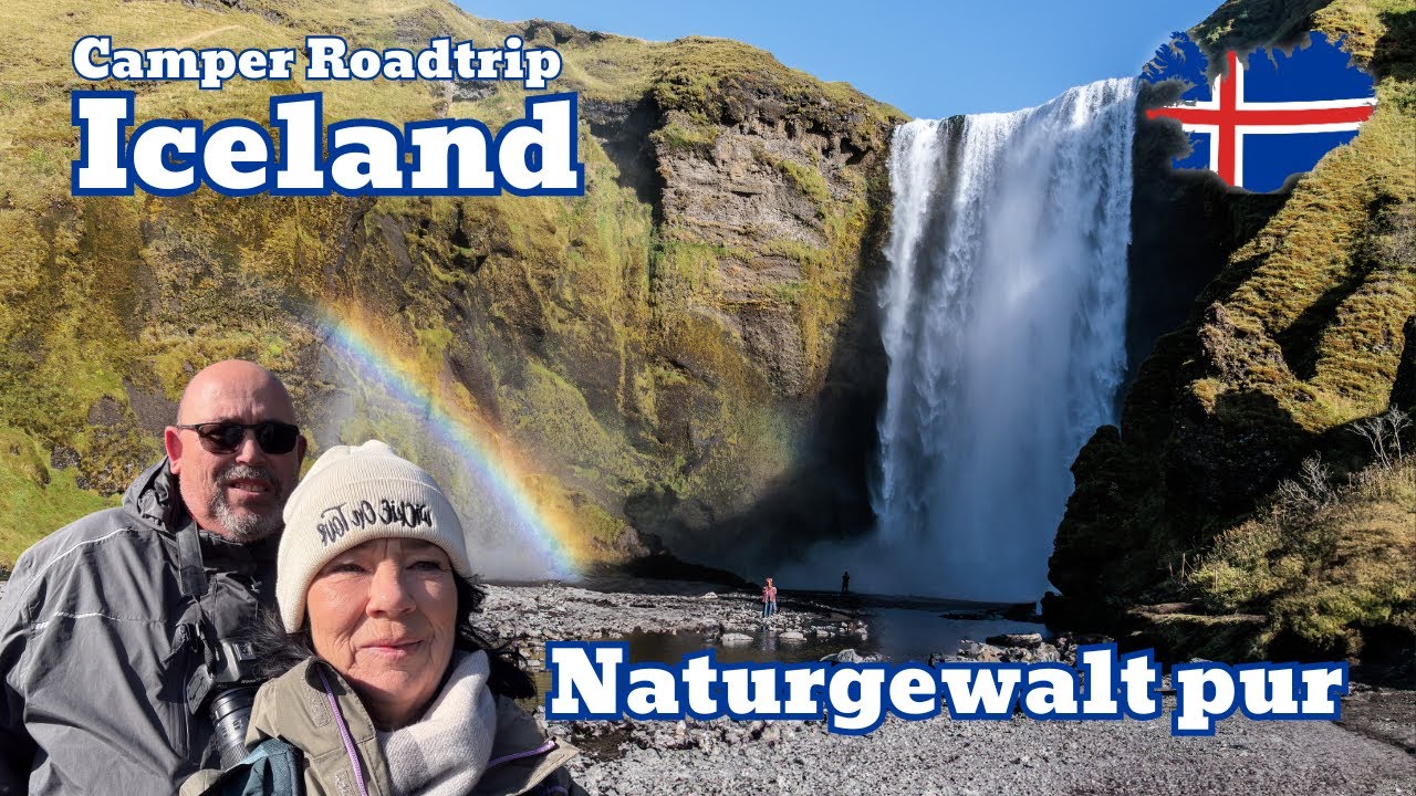Island Camper Roadtrip - ein Tag mit wasserfälle Skógafoss & Seljalandsfoss und der Geysir  Strokkur