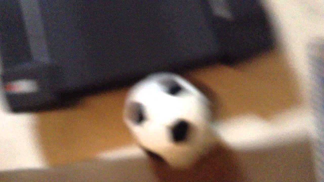 Soccer ball rolls under treadmill