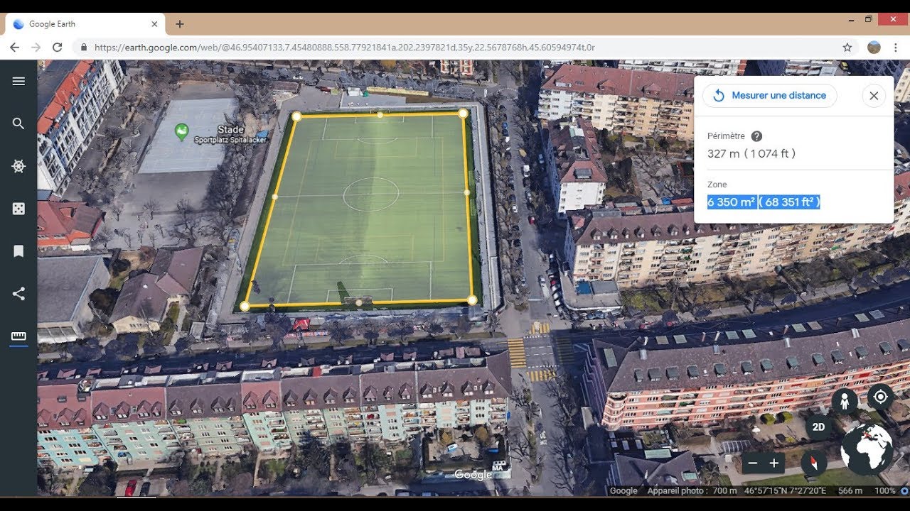 How to measure area and distance in Google Earth Web
