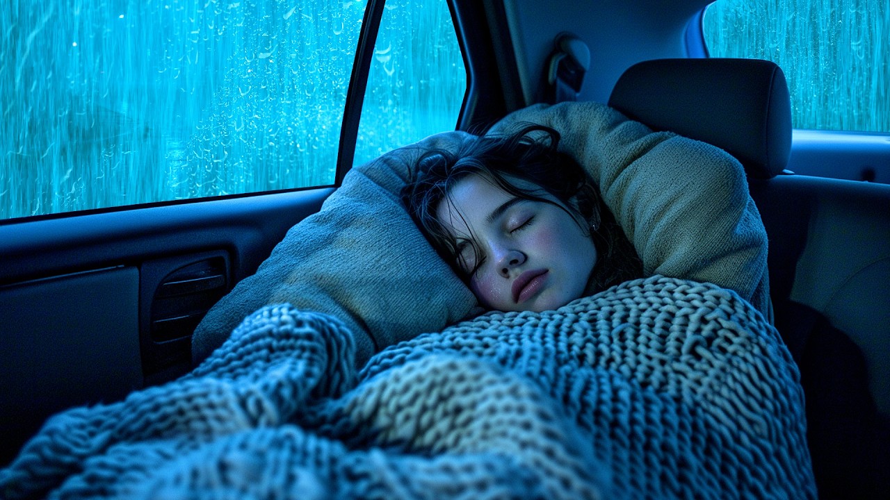 Deep Sleep with Heavy Rain & Thunder in the Car at Night