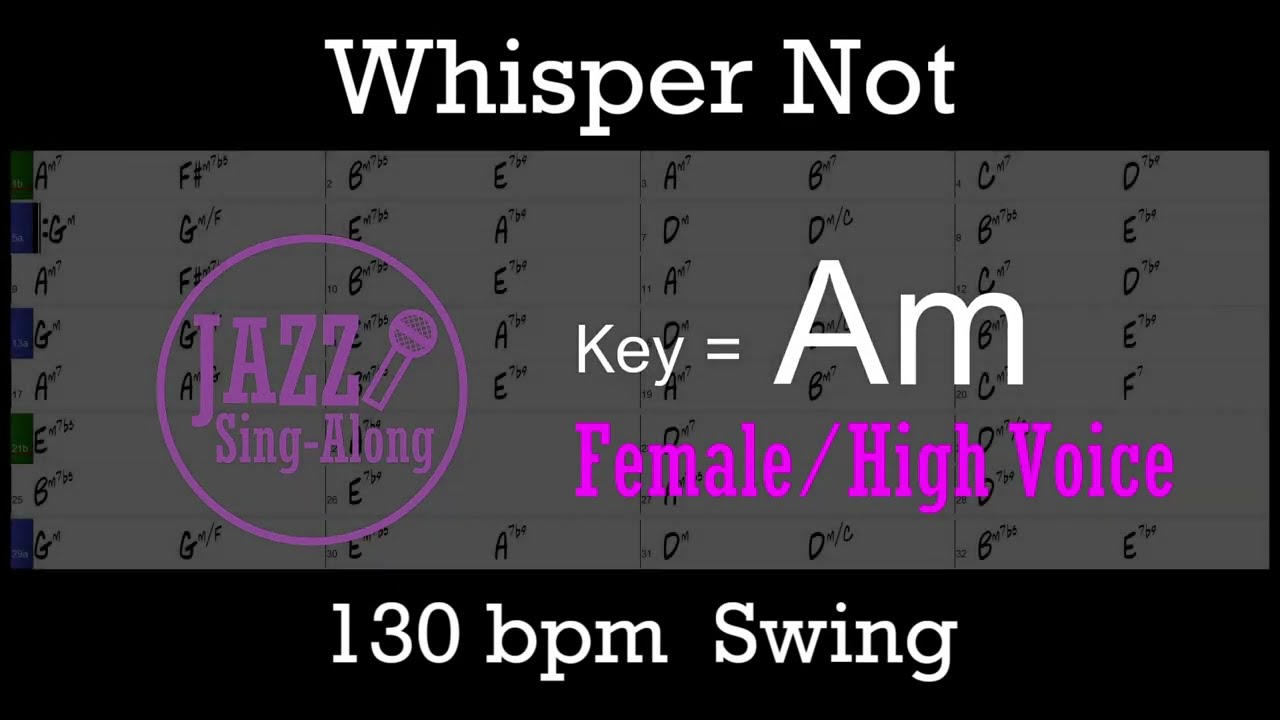 Whisper Not - Backing Track with Intro + Lyrics in Am (Female) - Jazz Sing-Along