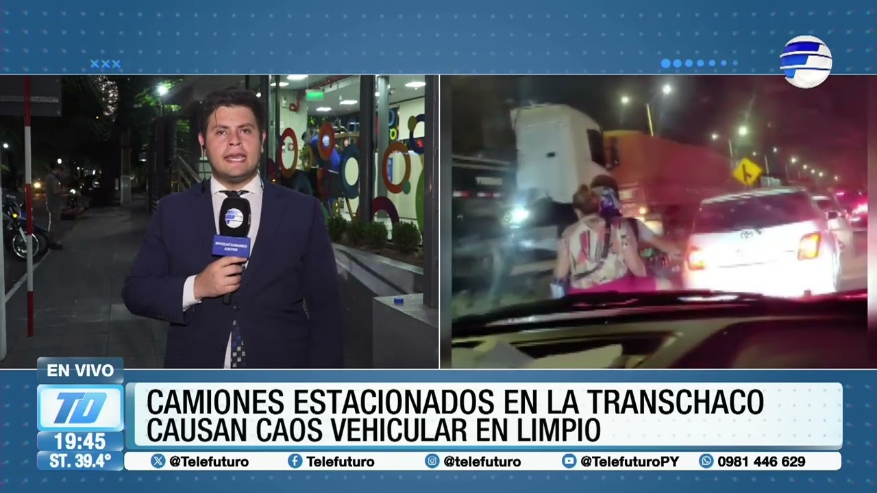Camiones estacionados en la transchaco causan caos vehicular en Limpio