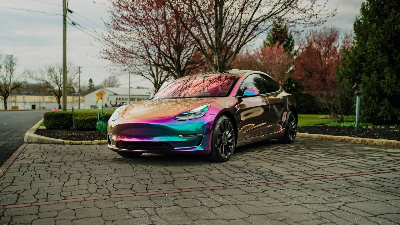 Tesla Model 3 Transformation | IRIDESCENT WRAP & MORE