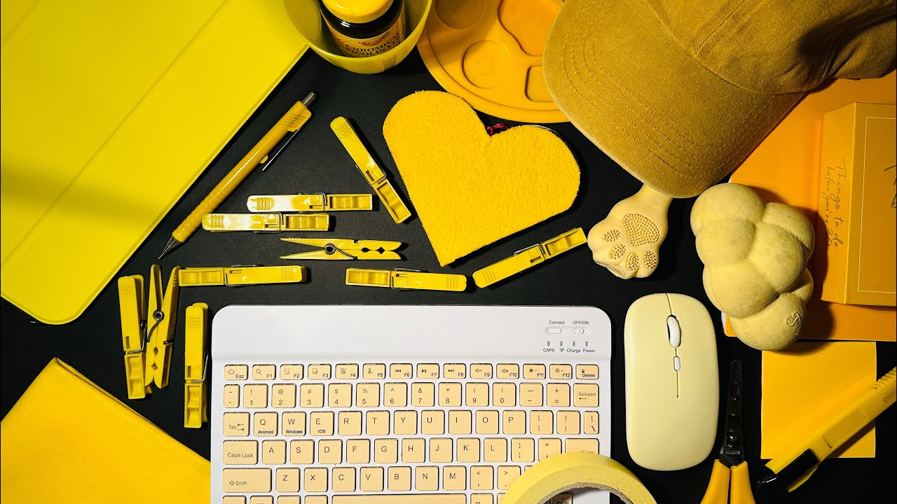 🟡ALL YELLOW ASMR🟡 | Typing, Tapping, Clicking, Brushing, Scratching, Spit Paintint, Writing & More