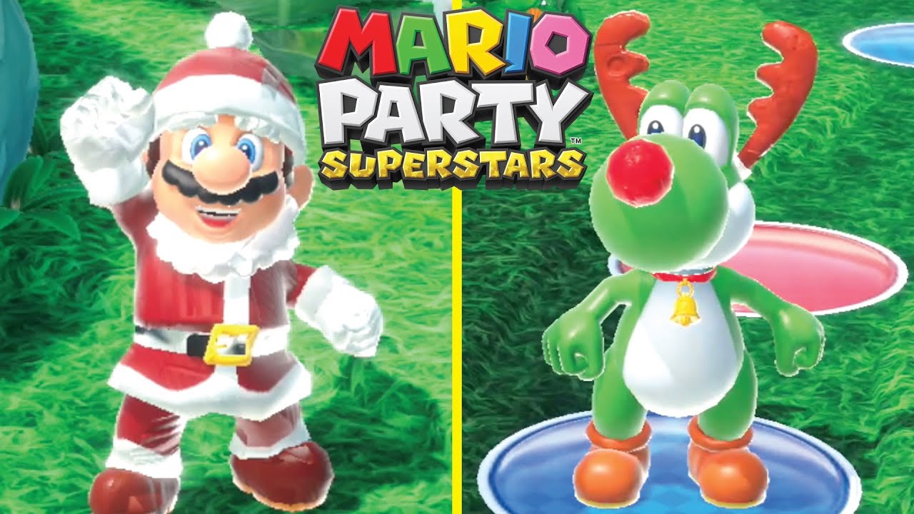 CHRISTMAS Mario Party Superstars!! Santa Mario vs Reindeer Yoshi vs Elf Waluigi vs Grinch DK Mod!