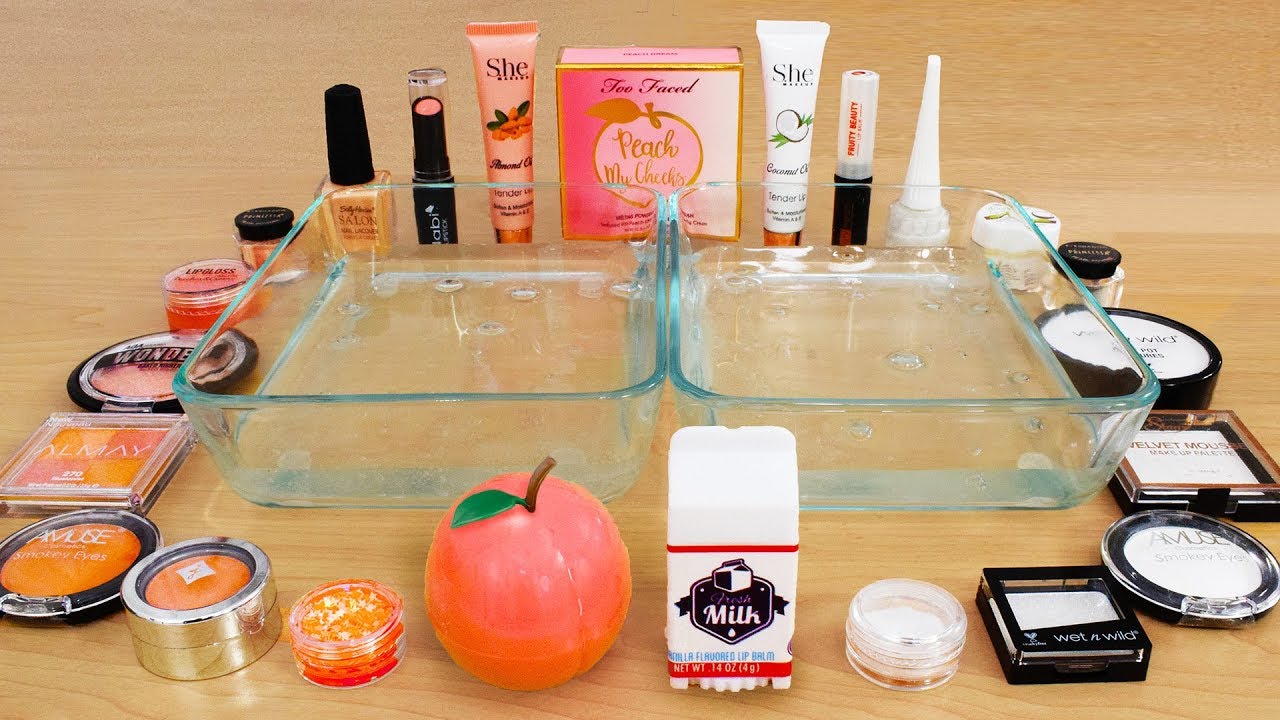 Peaches vs Cream - Mixing Makeup Eyeshadow Into Slime! Special Series 82 Satisfying Slime Video