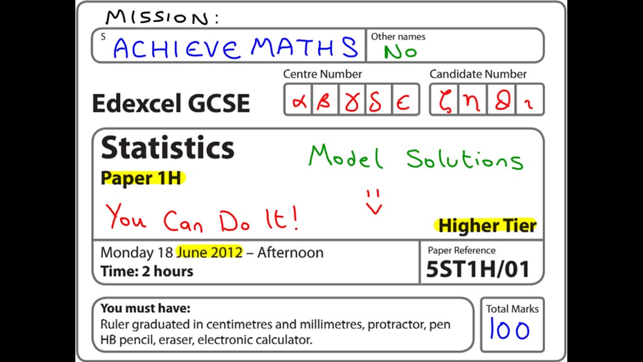 GCSE Statistics Edexcel June 2012 (complete paper)