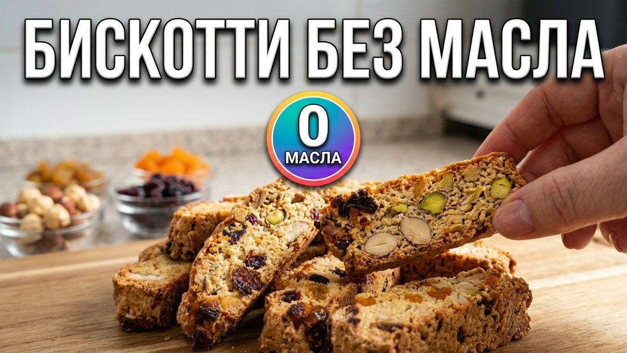 ИТАЛЬЯНСКОЕ ПЕЧЕНЬЕ БИСКОТТИ С ОРЕХАМИ И СУХОФРУКТАМИ БЕЗ МАСЛА!