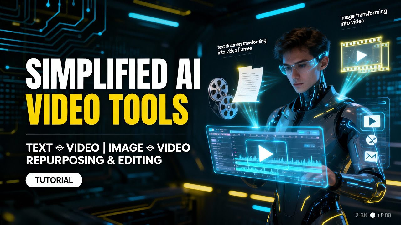 Simplified AI Video Tools: Text-to-Video, Image-to-Video, Repurposing & Editing