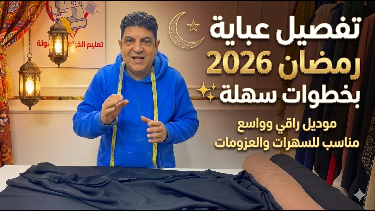 تفصيل عباية رمضان 2026 بخطوات سهلة ✨ موديل راقي وواسع مناسب للسهرات والعزومات