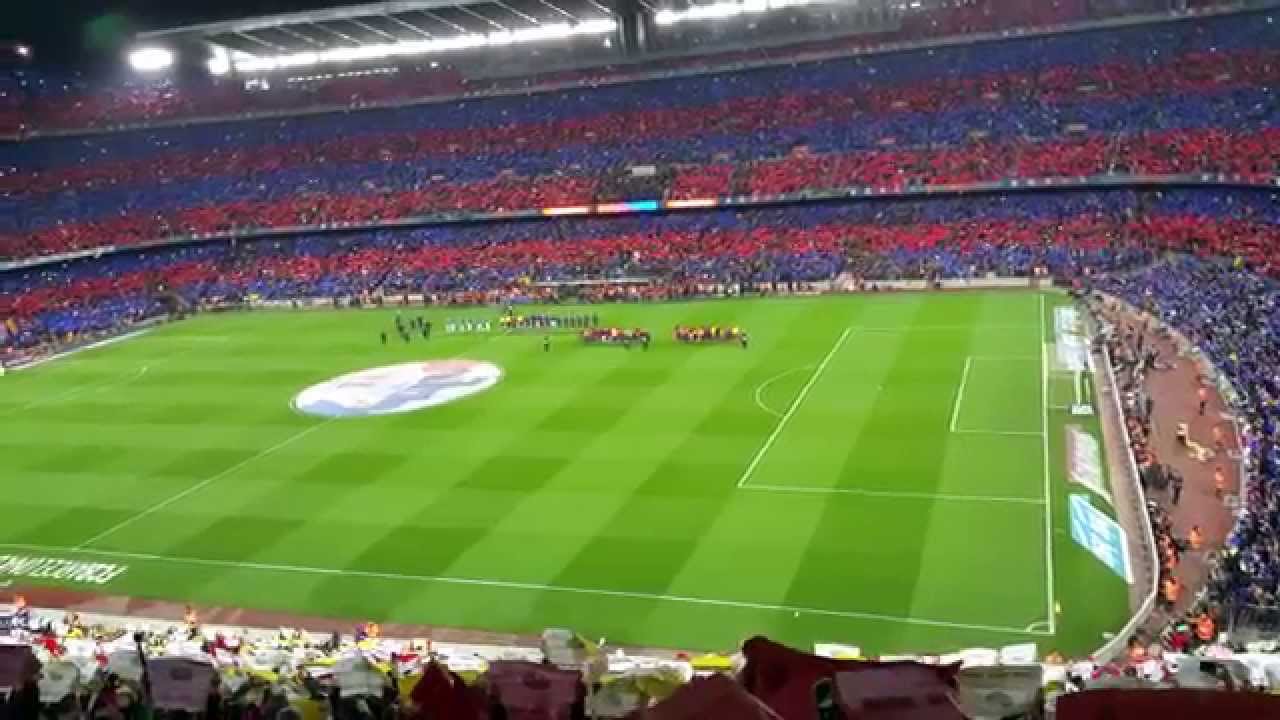 FC Barcelona - Real Madrid: espectacular el Camp Nou entonando el himno del Barça