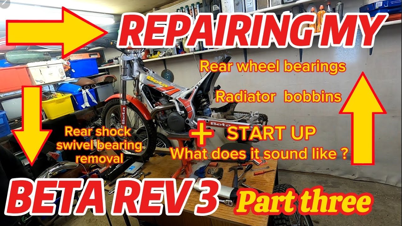 Beta rev 3 fixing the wheel bearings , radiator and rear shock bearing strip down plus a start up