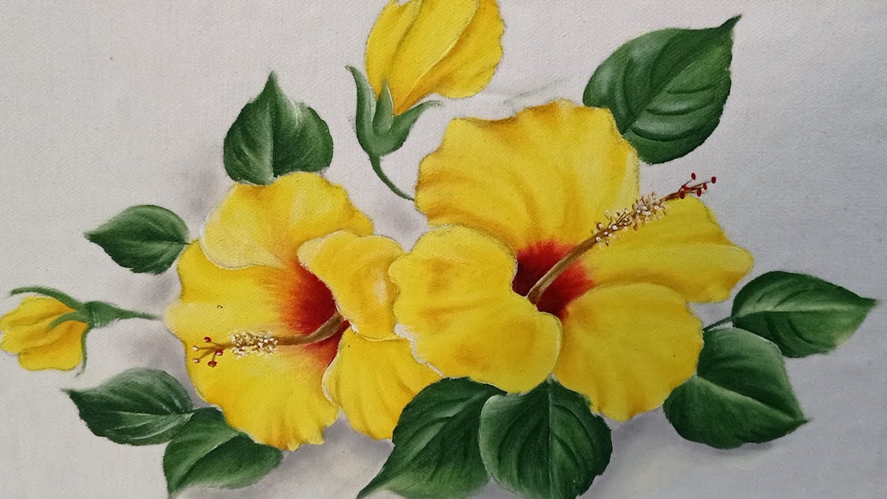 Como pintar hibisco amarelo - passo a passo