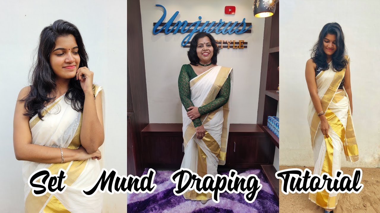 Set mundu draping tutorial ❤️ Unjurus Vlogs