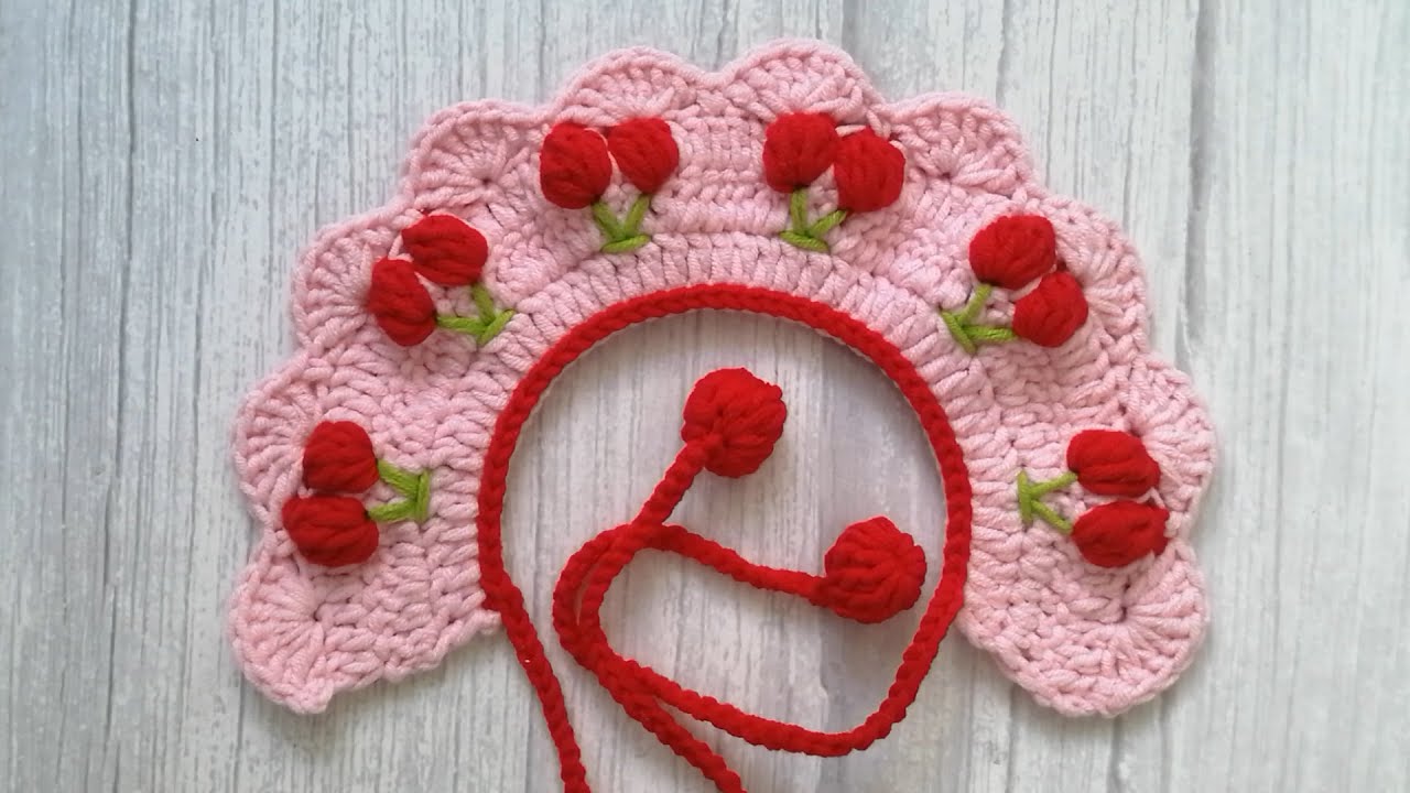 #30 Crochet Collar Bandana Pet Handmade Cherry Crochet tutorial