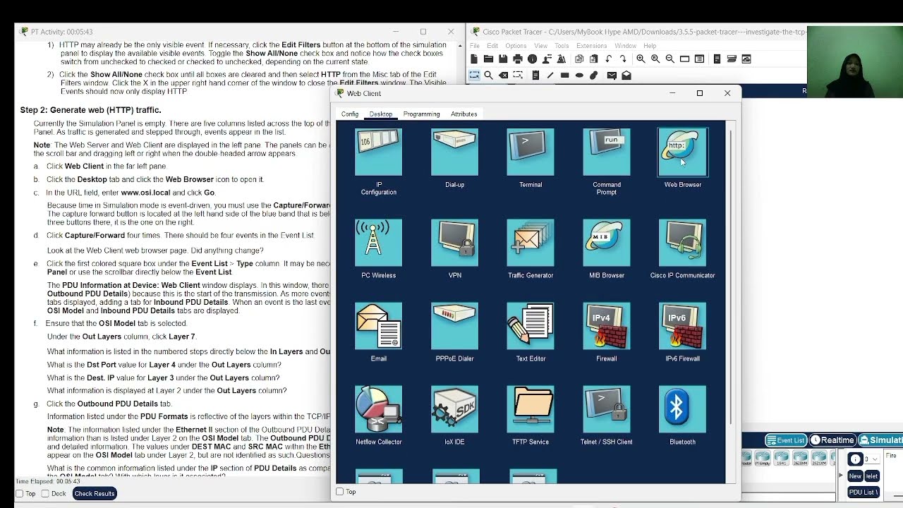 3.5.5 Cisco Packet Tracer - Investigate the TCP-IP and OSI Models in Action