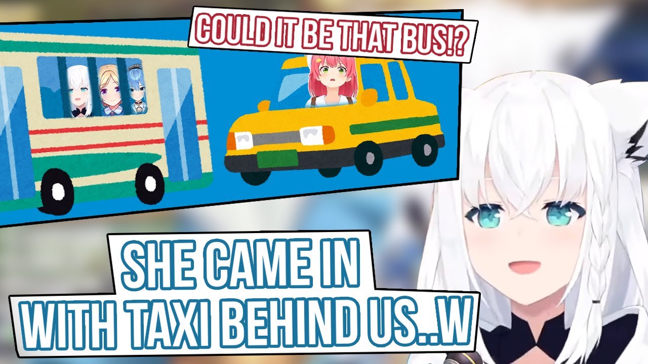 Miko Was Late On The Day of The Trip And Had To Chase The Bus by Taxi [Shirakami Fubuki/Sakura Miko]