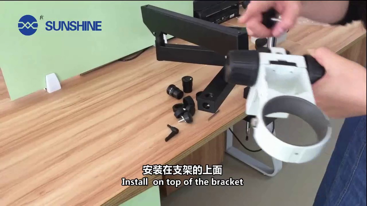 SZM45 STL6 HL Multifunctional stereo bracket style microscope installation process
