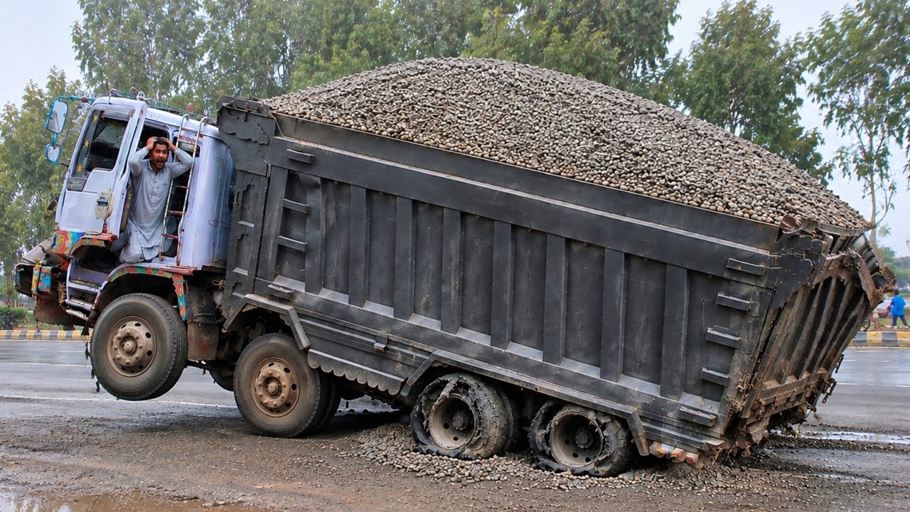 Overloaded Truck Collapsed Under Extreme Weight | Emergency Roadside Repair