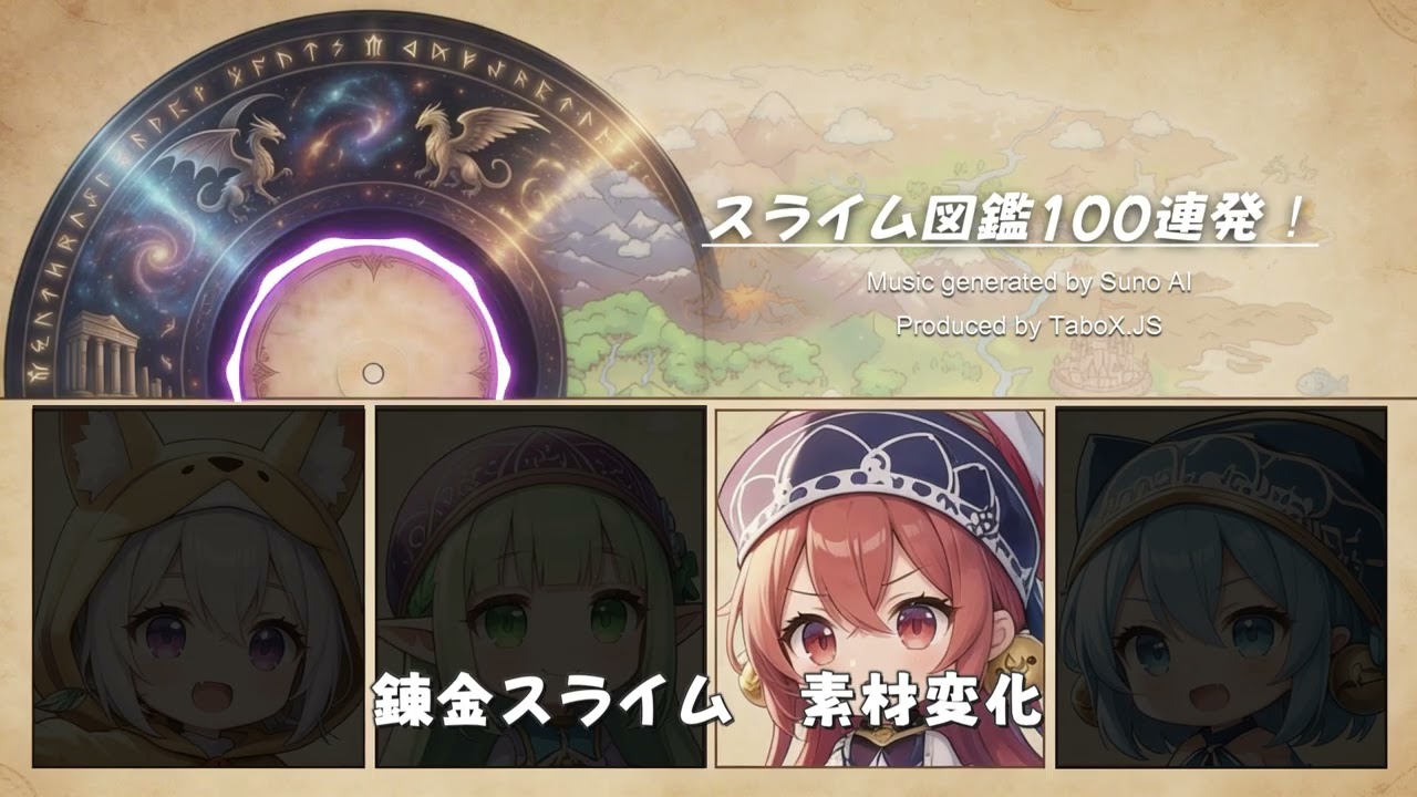 【Suno AI】スライム図鑑100連発！【Visualizer】