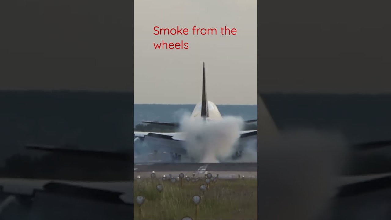Tricky landing ! Smoke from wheels #aviation #aviationgeek #aviationlovers