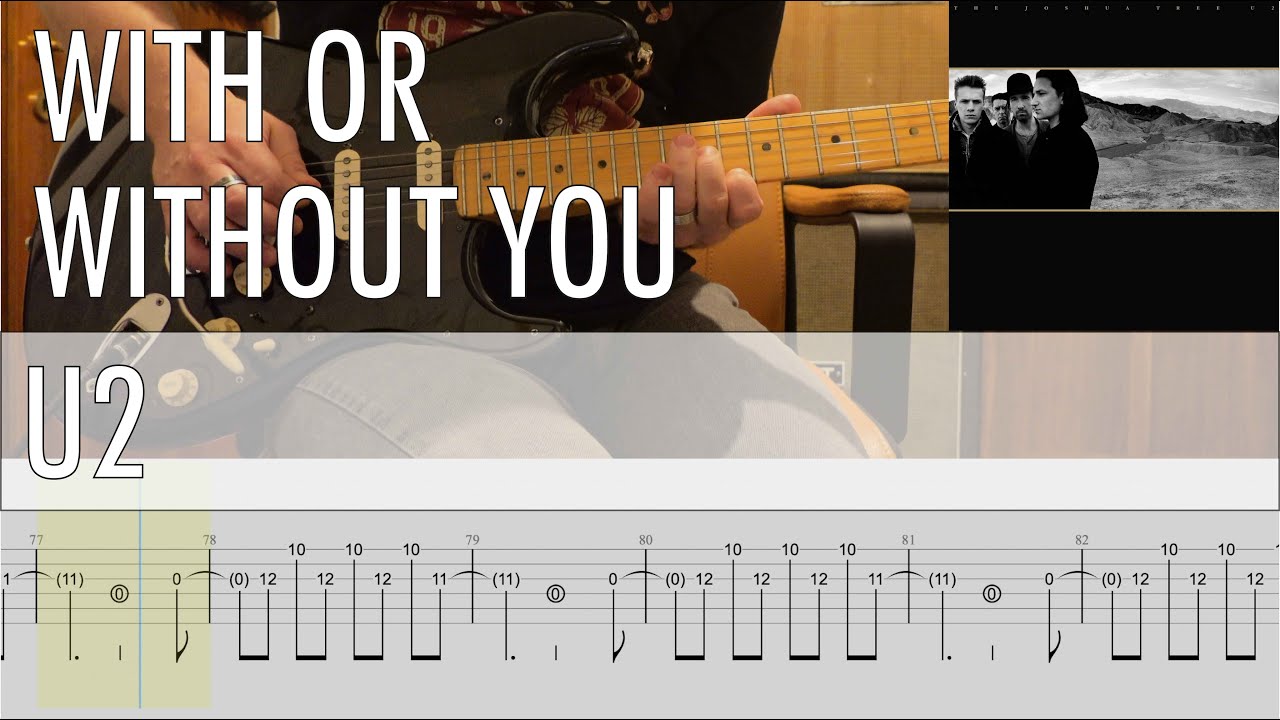 With Or Without You U2 Cover • Guitar Tab • Tutorial • Lesson