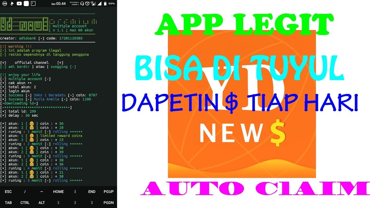 BARU!! APP | YDNEWS | MULTIPLE AKUN YDNEWS | AUTO CLAIM PAKAI TERMUX