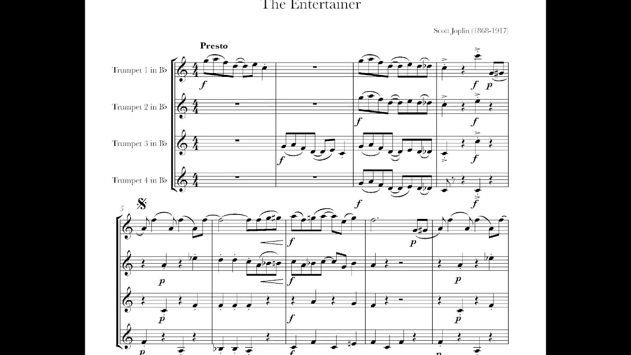 The Entertainer - Trumpet Quartet