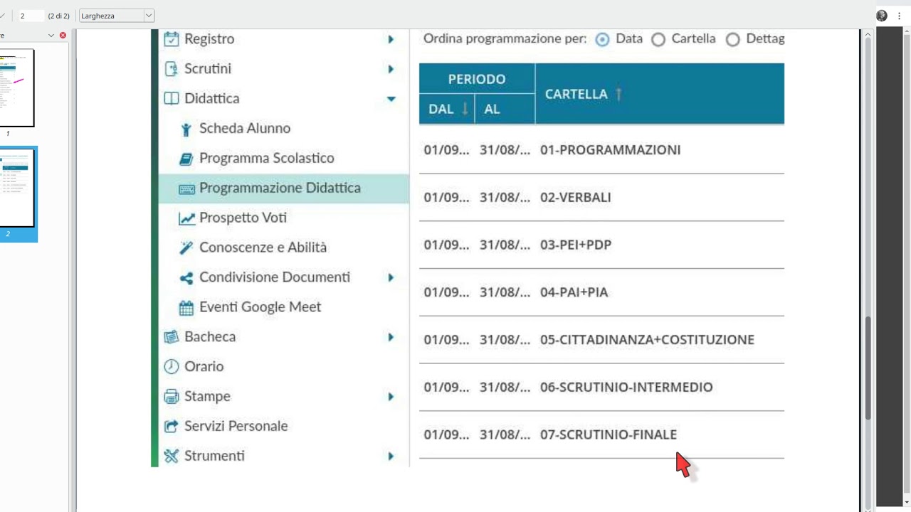 Consegna Programmazioni attraverso il Registro Elettronico Argo