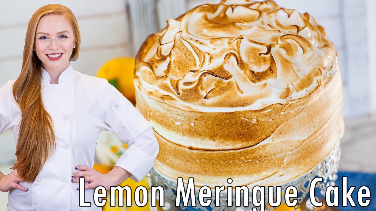 The BEST Lemon Meringue Cake Recipe!! With lemon cake, lemon curd & meringue!!
