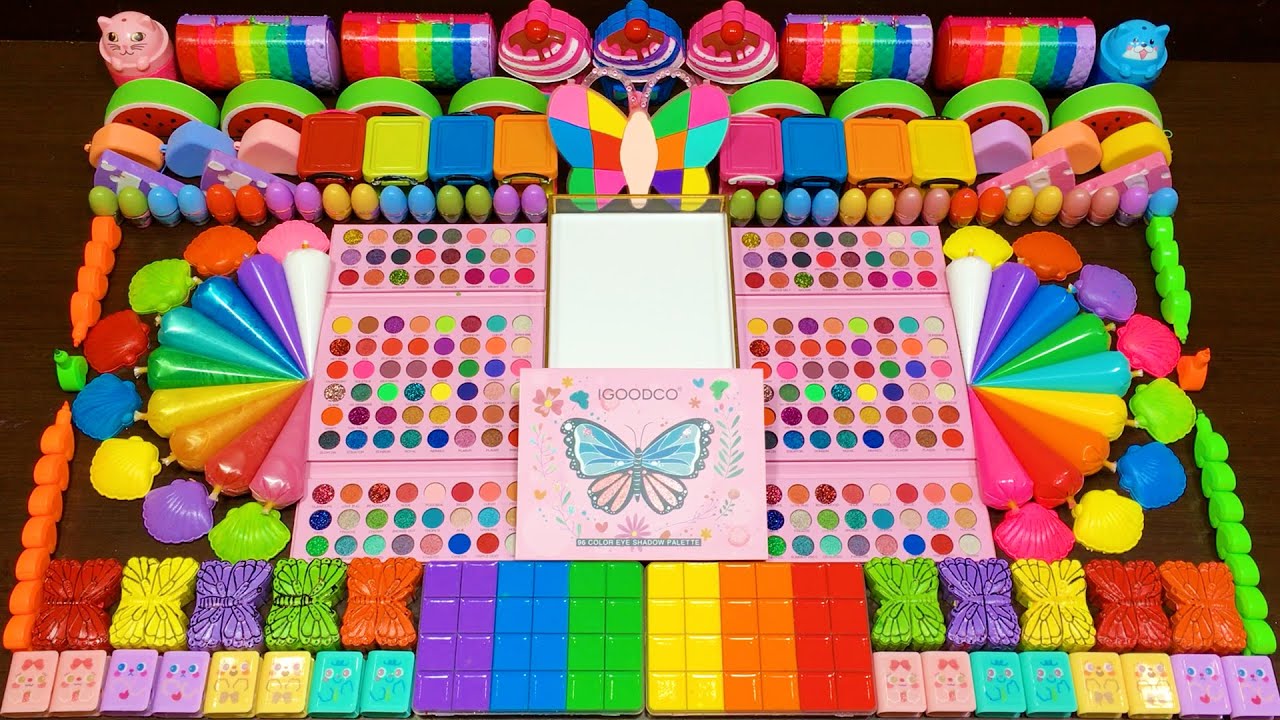 Butterfly EYE SHADOW PALETTE and CLay Piping Bag! Relaxing with Mon Slime! ASMR #936