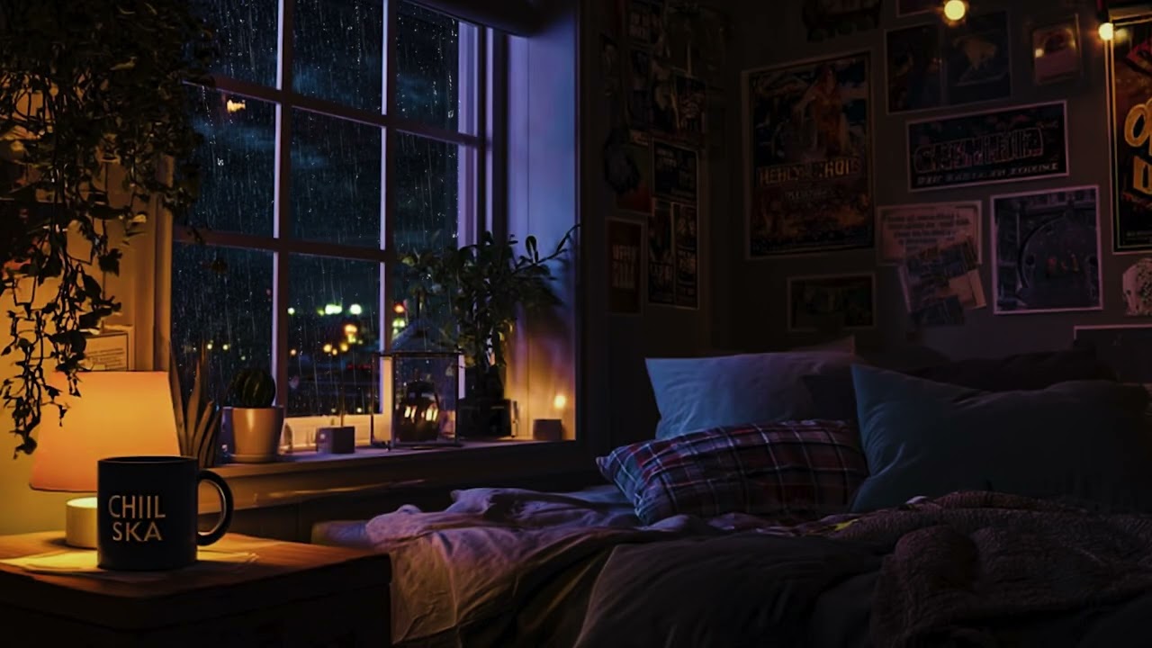 Rain on the Window at Midnight 🌧️ Dark Room Sounds for Deep Rest